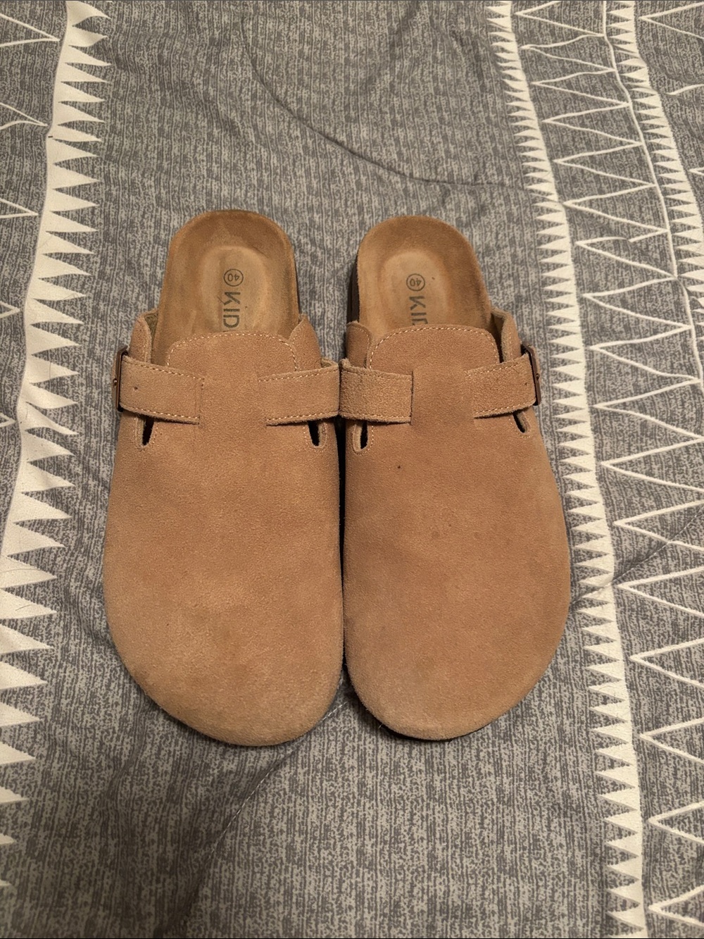 Suede Backless Clogs in Tan for Women